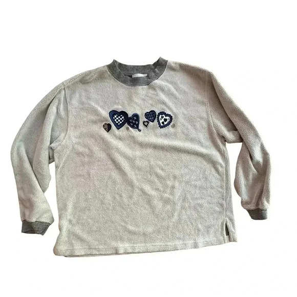 VINTAGE x Shirt Womens Small Gray Crew Sweatshirt Floral l SIZE LARGE - Picture 3 of 8